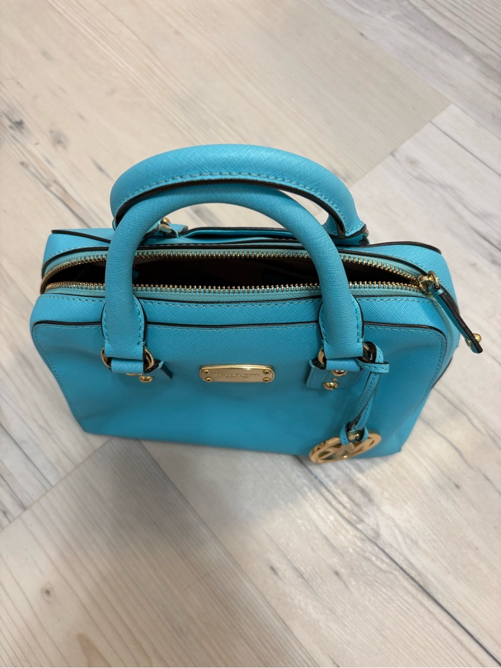 Bright Blue Michael Kors Medium Leather Satchel - Picture 2 of 9